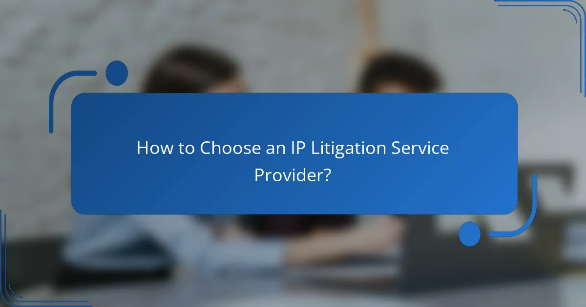 How to Choose an IP Litigation Service Provider?